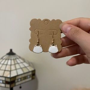 White Kitty Earrings